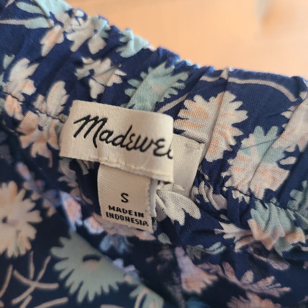 Madewell Pant Huston Floral Pull On Crop Blue French S Wide Leg Boho Cottage - Picture 3 of 8